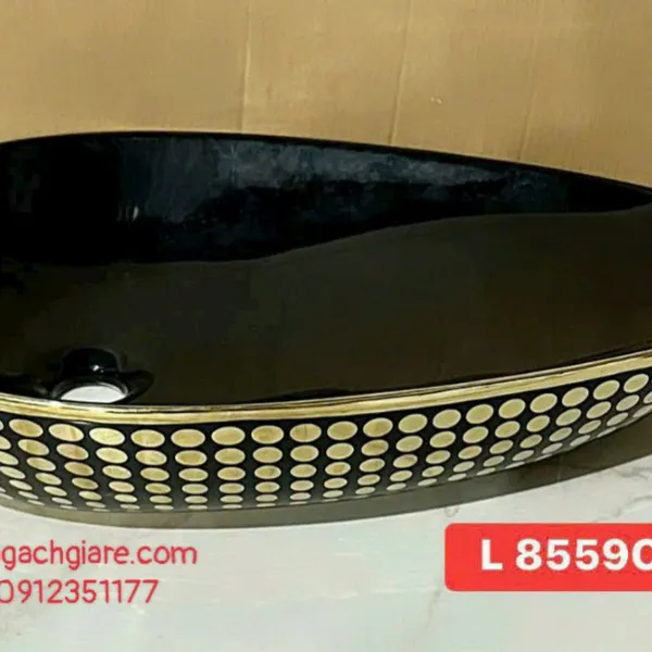 Chậu Lavabo Đặt Bàn Giá Rẻ đen vàng