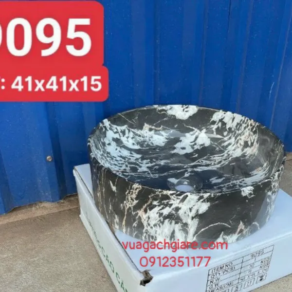 Chậu Lavabo Tròn Giá Rẻ vân đá đen trắng