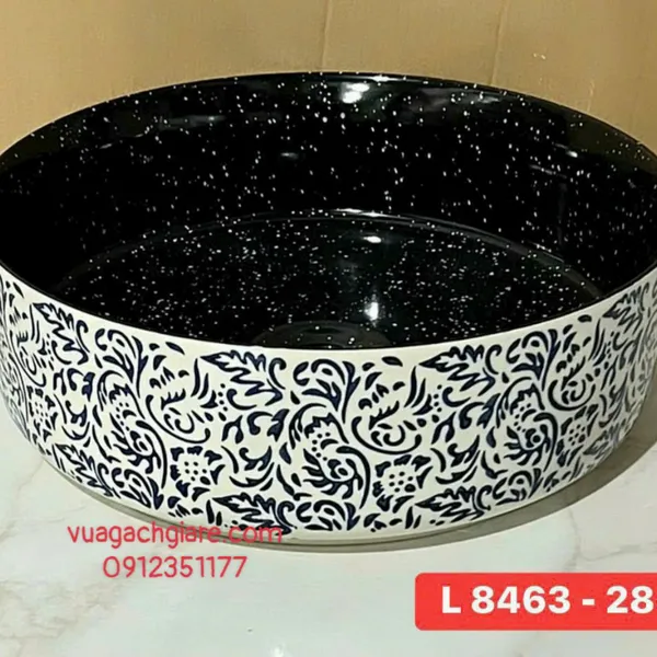 Chậu Lavabo Tròn Giá Rẻ đen vàng
