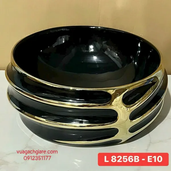 Chậu Lavabo Tròn Giá Rẻ đen vàng