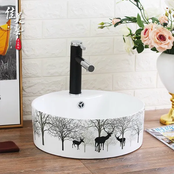 CHẬU LAVABO TRÒN ĐẶT BÀN SỨ TRẮNG
