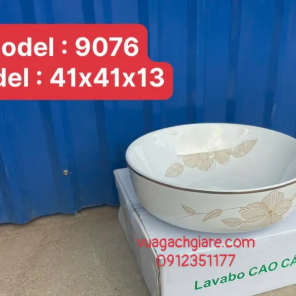 Chậu Lavabo Tròn Giá Rẻ vân đá đen trắng
