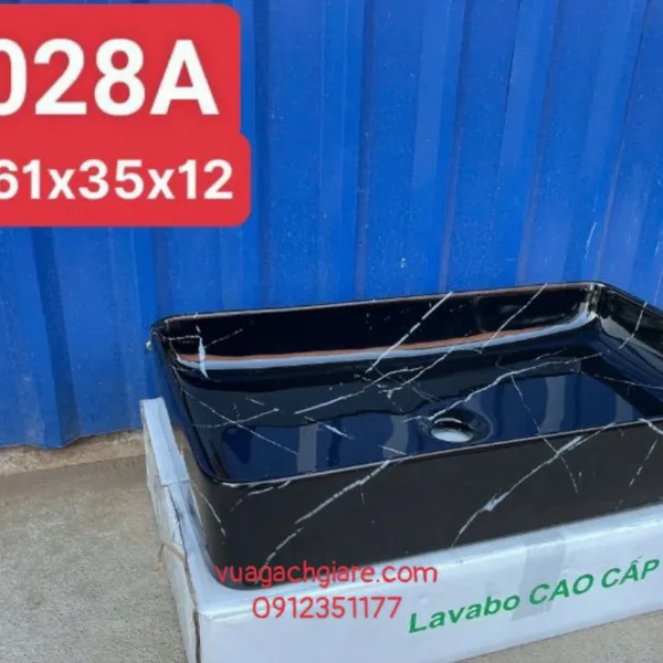 Chậu Lavabo Đặt Bàn Giá Rẻ đen vân trắng