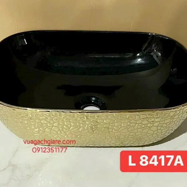 Chậu Lavabo Đặt Bàn Giá Rẻ đen vàng
