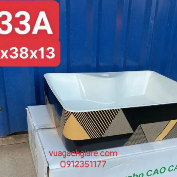Chậu Lavabo Chữ Nhật Giá Rẻ trắng viền đen vàng xanh
