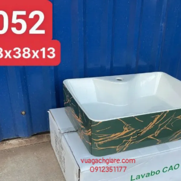 Chậu Lavabo Chữ Nhật Giá Rẻ trắng viền đen vàng xanh