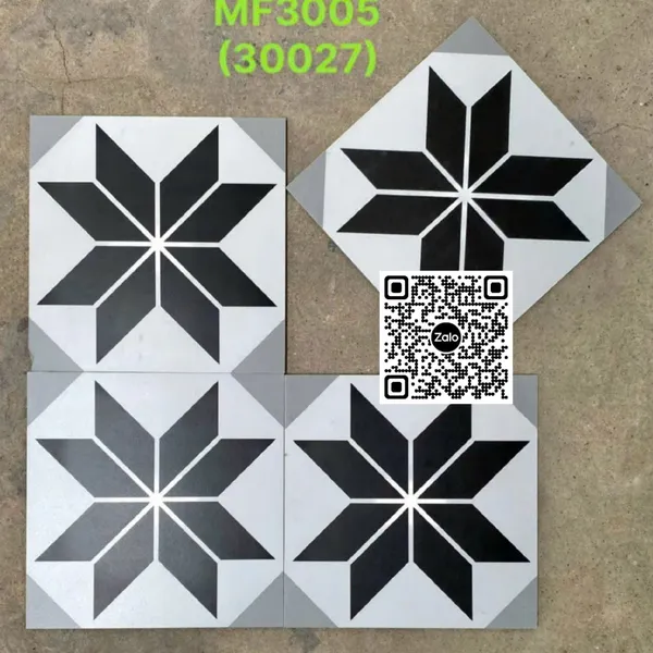 Gạch Bông 30x30 Ốp Lát Trang Trí đen trắng xám MF3005