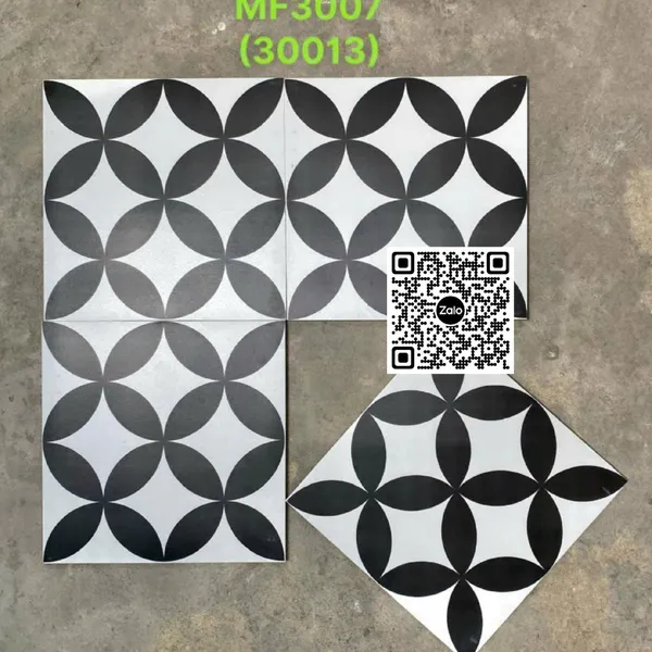 Gạch Bông 30x30 Ốp Lát Trang Trí đồng tiền trắng đen MF3007