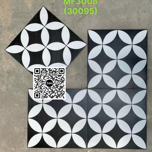 Gạch Bông 30x30 Ốp Lát Trang Trí đồng tiền đen trắng MF3008