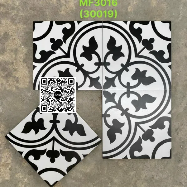 Gạch Bông 30x30 Ốp Lát Trang Trí trắng đen MF3016