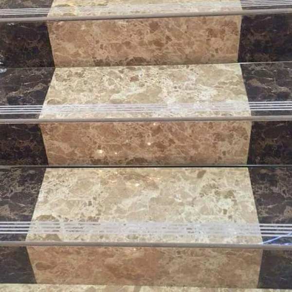 Gạch Đá 48x100 Ốp Bậc Cầu Thang vàng viền nâu 1802