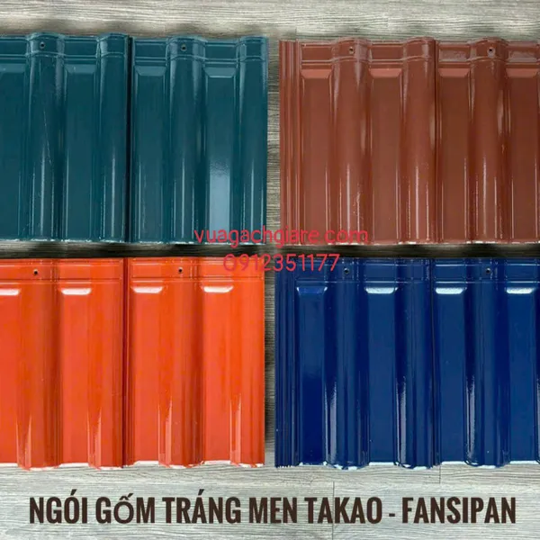 Ngói Lợp Tráng Men Takao Bình Định màu đỏ - màu cafe - xanh rêu - xanh coban