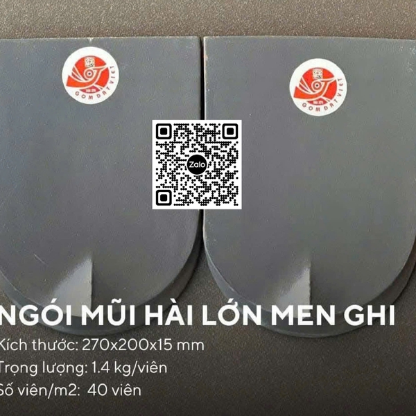 Ngói Mũi Hài Lớn Giá Rẻ tráng men ghi xám