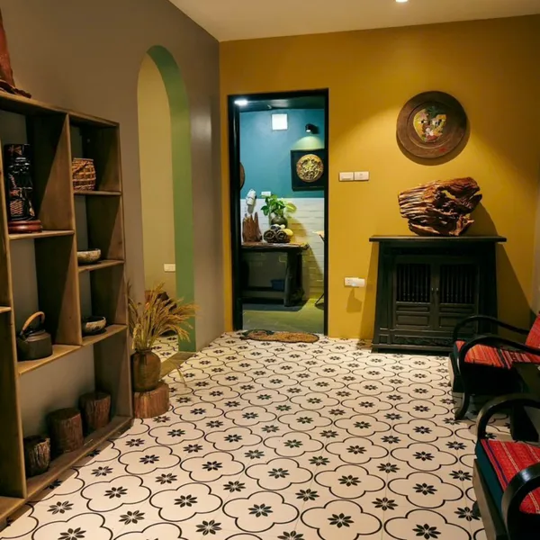 Gạch Bông 20x20 Trang Trí bông hoa đen trắng
