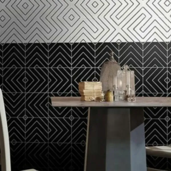 Gạch Bông 20x20 Trang Trí đen viền trắng
