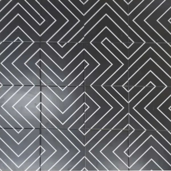 Gạch Bông 20x20 Trang Trí đen viền trắng