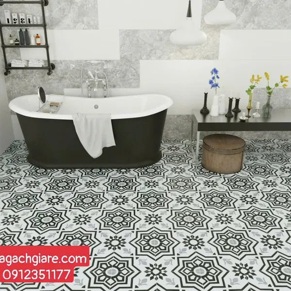 Gạch Bông 20x20 Ốp Lát Trang Trí Giá Rẻ đen xám