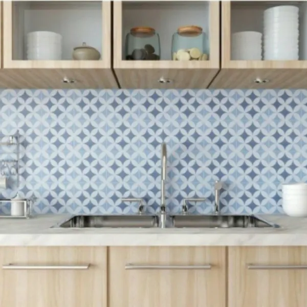 Gạch Bông 20x20 Trang Trí đồng tiền xám xanh