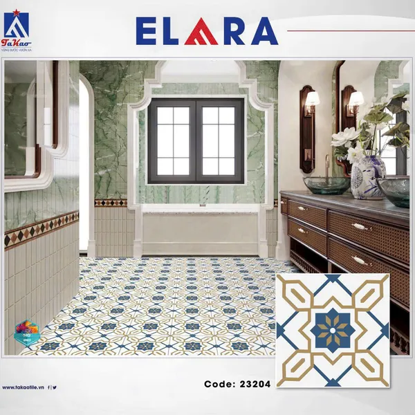 Gạch Bông 30x30 Trang Trí Takao xanh vàng 23204