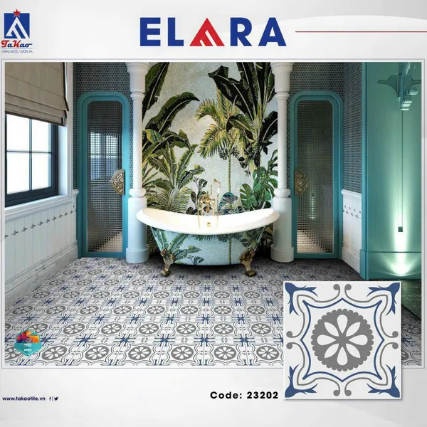 Gạch Bông 30x30 Trang Trí Takao xanh xám 23202