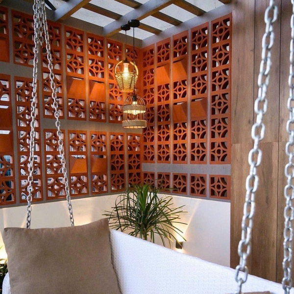 Gạch Bông Gió Đất Nung Trang Trí Giá Rẻ màu đỏ