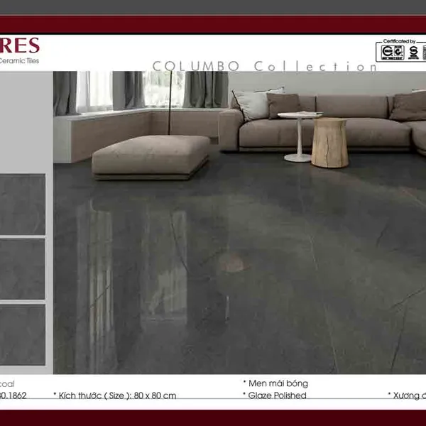 Gạch Đá Lát Nền 80x80 Amygres màu than đen 1862