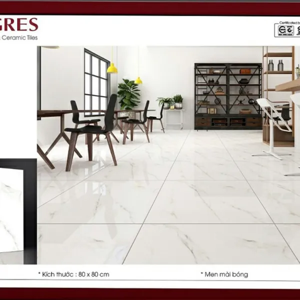 Gạch Đá Lát Nền 80x80 Amygres trắng vân khói 832