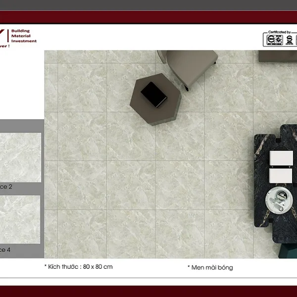 Gạch Đá Lát Nền 80x80 Amygres xanh vân đá 878