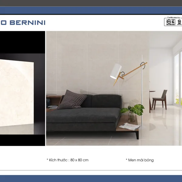 Gạch Đá Lát Nền 80x80 Lorenzo Bernini kem vàng 6505