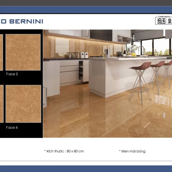 Gạch Đá Lát Nền 80x80 Lorenzo Bernini nâu vân đá 6507