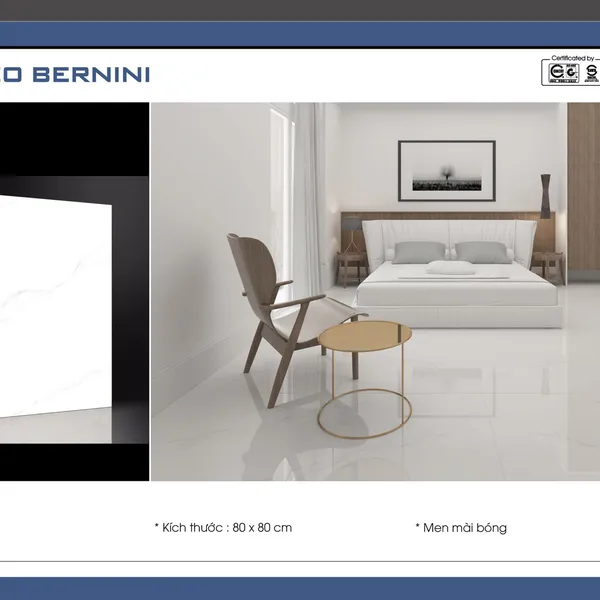 Gạch Đá Lát Nền 80x80 Lorenzo Bernini trắng vân khói 6506