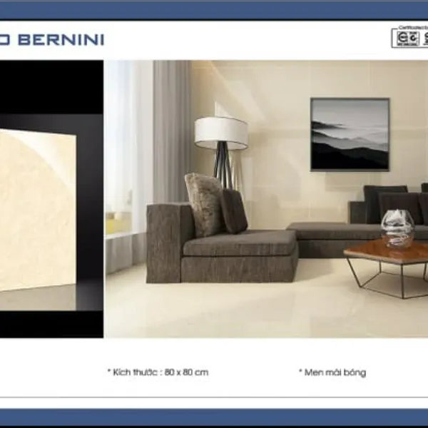 Gạch Đá Lát Nền 80x80 Lorenzo Bernini vàng vân đá 6503