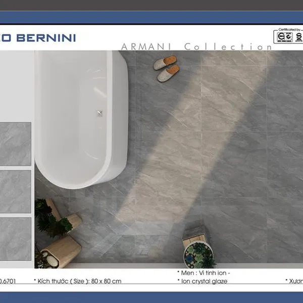 Gạch Đá Lát Nền 80x80 Lorenzo Bernini xám vân đá 6701