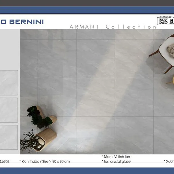 Gạch Đá Lát Nền 80x80 Lorenzo Bernini xám vân đá 6702