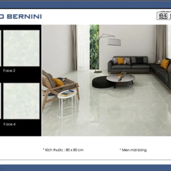 Gạch Đá Lát Nền 80x80 Lorenzo Bernini xanh vân đá 6502