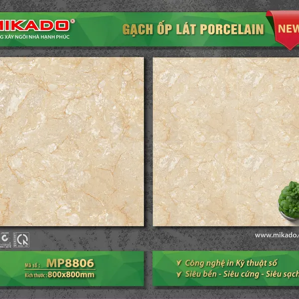 Gạch Đá Lát Nền 80x80 Mikado vàng vân đá MP8806