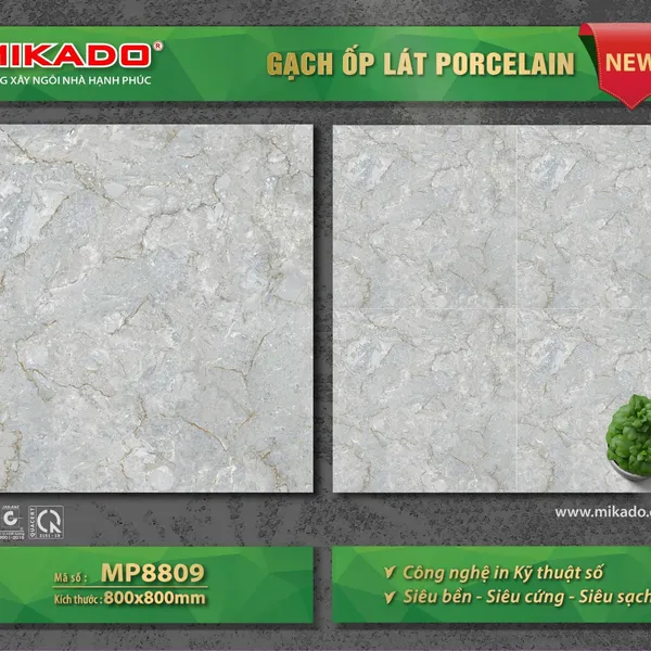 Gạch Đá Lát Nền 80x80 Mikado xám vân đá MP8809