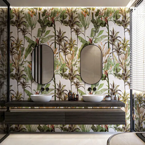 Gạch Đá 60x120 Ốp Lát Trang Trí Giá Rẻ hoa lá màu xám xanh