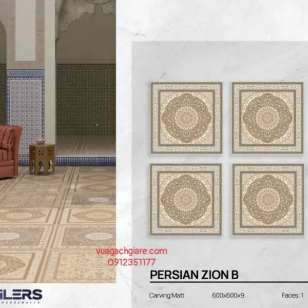 Gạch Đá Mờ 60x60 Ốp Lát Ấn Độ thảm hoa màu vàng