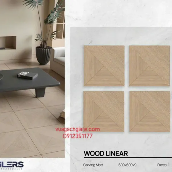 Gạch Đá 60x60 Ốp Lát Ấn Độ vân gỗ nâu vàng