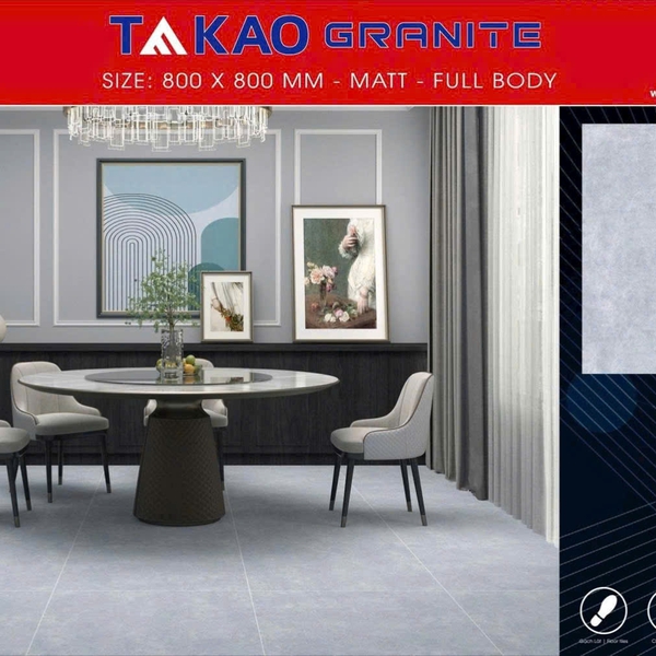 Gạch Đá Mờ 80x80 Ốp Lát Trang Trí Giá Rẻ xám xi măng TK58262