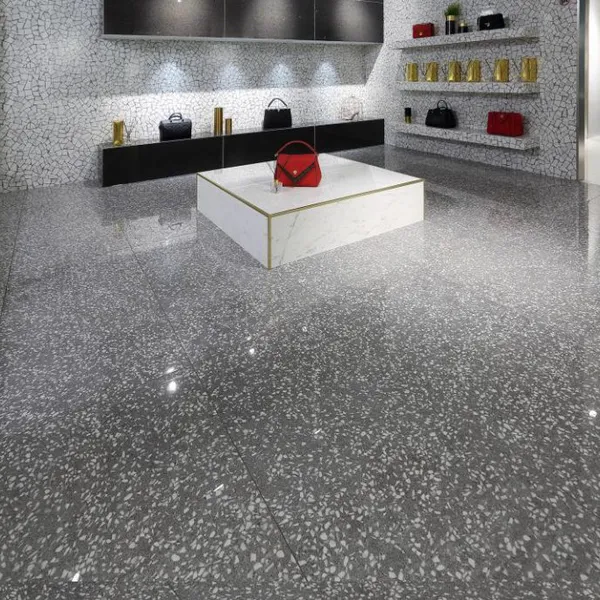 Gạch Đá 60x60 Ốp Lát terrazzo xám đậm