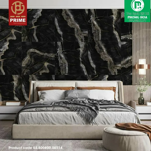 Gạch Đá Ốp Lát 80x80 Prime đen vân đá 8514