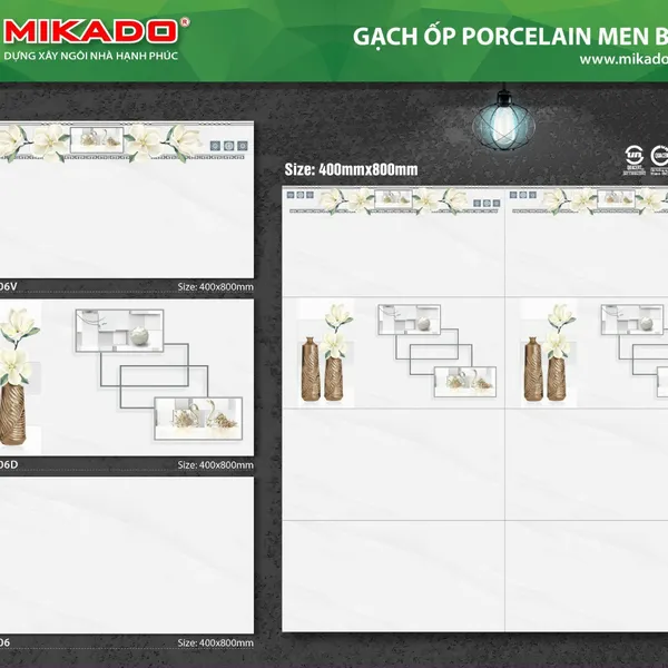 Gạch Đá Ốp Tường 40x80 Mikado trắng vân mây MUX48506