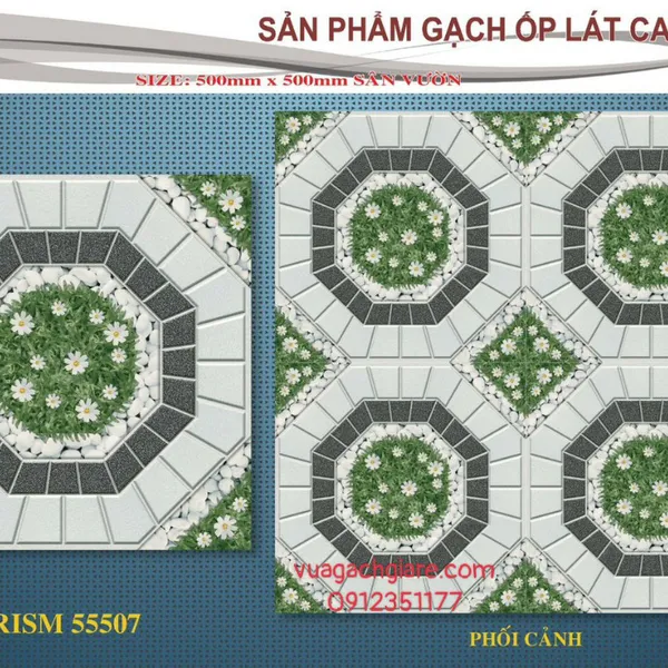 Gạch Men 50x50 Lát Sân GIÁ RẺ NHÀ Ý đá sỏi RISM 55507