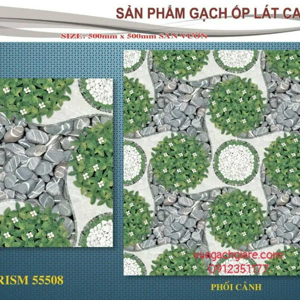 Gạch Men 50x50 Lát Sân GIÁ RẺ NHÀ Ý đá cỏ RISM 55508