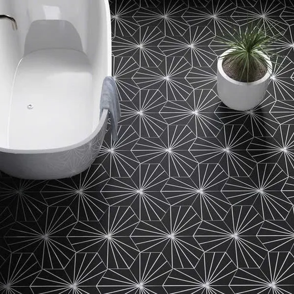 Gạch Lục Giác 20x23 Ốp Lát Trang Trí đen tia chớp