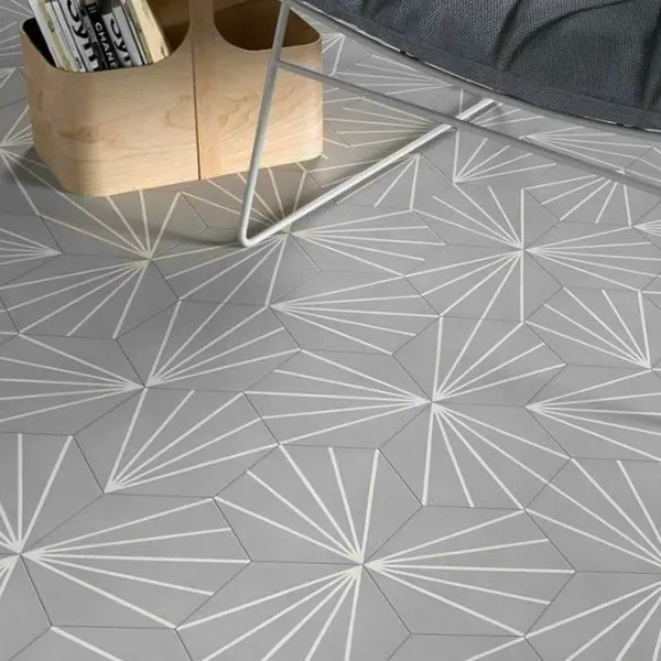 Gạch Lục Giác 20x23 Ốp Lát Trang Trí xám tia chớp