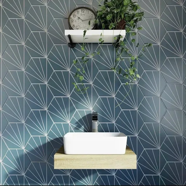 Gạch Lục Giác 20x23 Ốp Lát Trang Trí xanh tia chớp
