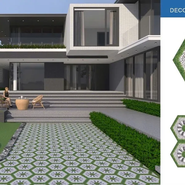 Gạch Lục Giác 50x25x6 Ốp Lát Sân Vườn đá sỏi NK4503